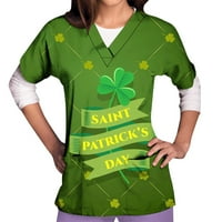 Vrhovi pilinga za žene kratki rukav V izrez Classic St Patrickov dan grafički piling bluza majica sa
