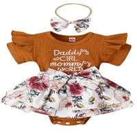 Coduop Baby Girl Romper haljina cvjetna odjeća za novorođenčad rebrasti bodysuit headdress