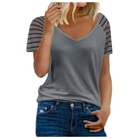 Amousa ženske ležerne majice V izrez kratki rukav modni mreži titlovi majica Thee majica majica majice