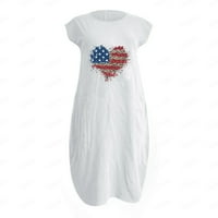 Dxhmoneyh Ženske ljetne haljine Ležerne prilike kratkih rukava 4. jula Patriotska haljina Star Stripe