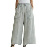 Aufmer Clearsance Stretch hlače za žene sa džepovima Dame 'Solid Boja elastična struka pamučne i posteljine