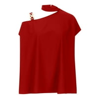 Žene Ležeran pola rukava Halter vrat sa ramena ispisana i čvrsta labava bluza zagađene povremene košulje