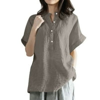 Ženska bluza s kratkim rukavima šifon dugme sa džepovima uredske dekoltene poslovne tanke FIT casual