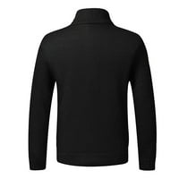 QiaOCaity jakne za muškarce casual štand ovratnik bez kapuljača sa zatvaračem Dvostruki džepovi plišani zadebljani džemper Ležerna jakna s dugim rukavima crna m