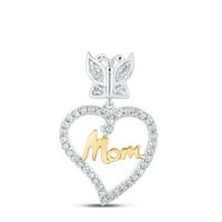 Dijamantna ponuda 10kt dvotonski zlatni ženski okrugli dijamantski mamin privjesak za srce CTTW