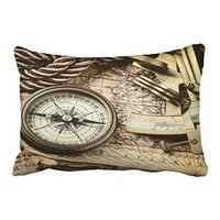 Winhome Rectangl bacač jastučići Vintage Compass i navigacijske karte Nautičke jastučnice Poliester