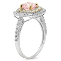 1.75ct okrugli rez ružičasti simulirani dijamant 14k bijelo žuti zlatni godišnjički angažman halo prstena