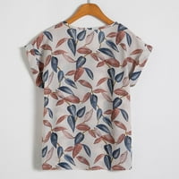 Žene Ljeto vrhovi Prodaje klirence kratki rukav plus veličina tiskanje listova uzorka majice okrugli