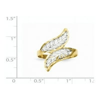 Čvrsta 10k žuta i bijela zlatna dva tona dijamantska rezanog filigranskog prstena - veličine 7