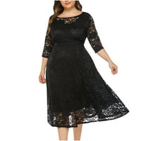 Solacol ženska modna velika veličina šuplje čipkaste džepove haljina večernja haljina duga suknja