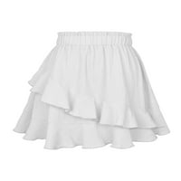 Coduop Ženska ljetna rufšena nagnuta kratka suknja Slatki visoki struk nepravilna a-linija mini suknja