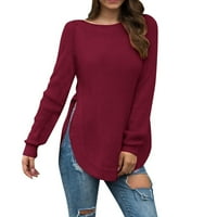 Mišuowi zimska odjeća za žene džempere za žene casual labav fit s dugim rukavima čvrsta boja Crewneck