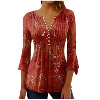 V-izrezane bluze za izrez za slobodno vrijeme na vrhu rukava moda za žene crvene 2xl