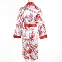 Ženski novac Print Silky haljine Dugi rukav Dolar uzorak Kimono Satin Robe PJS Loungeweb