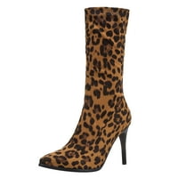 Puuawkoer čizme pletenje za žene cipele ženske visoke pete Swark Stprat COATOTS leopard čizme Modne