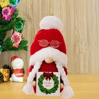 Sunnymall Cute Full Beard Gnome Lutka Božić Gnome Plish Doll Božić Gnome Lutka sa drvenim znakom Ručno