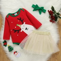Mini tutu sukrt za djevojke za dijete okrugli vrat Božićna jelena jelena jelena prdena haljina inostrana