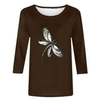 Žene plus veličina Dragonfly Print Top i bluza Spring Fall Ležerne prilike Tunike TEes Crewneck Rukav