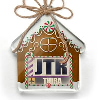 Ornament tiskan jednostrana Zračna luka JTR Thira Božić Neonblond