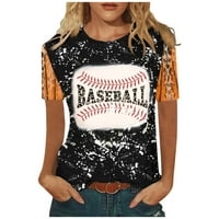 MlQIDK T majice za žene smiješna bejzbol mama Pismo Ispis TEE majica Casual Softball Graphic Pokloni