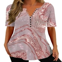 Luxplum žene ljetne vrhove kratki rukav majica V izrez majica Mekani tinejdžerski tunički bluz jezero