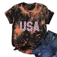 Košulje za ženska bluza s kratkim rukavima USA USA zastava Grafički tee labavi casual case dye vrhovi