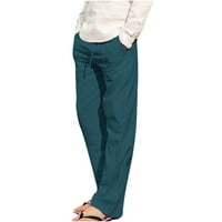 Ylioge Womens Solid Color Gants Džepovi visoki struk Trendi zimske pantalone Laneno krstarenje punim