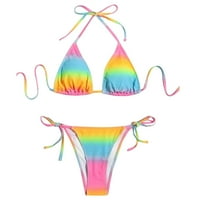 Žene Tankini kupalište Ženska dva čipka za kupaće kostim za kupaće kostim visoke noge Bikini Ispis Tie-boje Up set kupaći kostimi