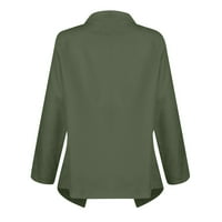 Cuoff Womens kaputi jakne za žene casual solid color kratak labav kardigan rever modne žene vojske zelene