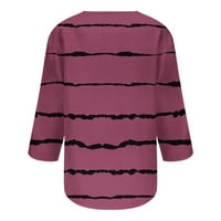 Sleeve Striped majice za žene, ženske dužine rukava na vrhu Henley Button bluza TEE okrugli vrat Ležerne