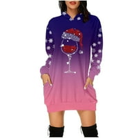 Mini duks haljina za žene dama crveno vino staklene grafičke majice za gajine trendy casual labav majica