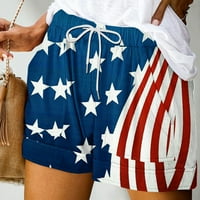 Stolarne hlače za žene Ženska ljetna neovisnost Dan tiskane multi džep čipke Up kratke hlače Ležerne