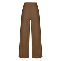 Hlače za žene Ženske trendove Ležerne prilike pune boje pantalone Zippers Ugodne čipke Up hlače smeđe