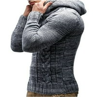 Zimska kornjača Pleteni džemper za muškarce Čvrsti pulover s dugim rukavima sa gumb za crtanje kapuljača