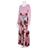 Outfmvch haljina s dugim rukavima za žene cvjetna print duga maxi haljina dame casual boho haljina ženske
