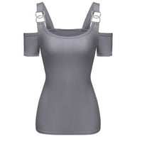 Metalni vrh bez kauta sa kratkim rukavima za moderne dame ženske majice sive