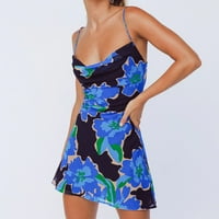 Halter haljina za žene Seksi mini oštama bez rukava, letnje letnje ležerne ležerne na plaži kratka haljina