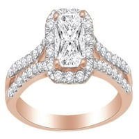 Ovalni klaster Pinch Shank Enagement prsten u 14K ružičastog zlata sa 0. CT bijeli prirodni dijamant