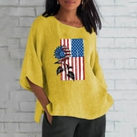 Žene ljetne vrhove Trendy Američka zastava Patriotske tee Basic Casual Lastress Thirts Bluza Zastava