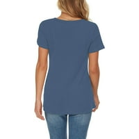 Ženske bluze Ženska modna čvrsta boja V-izrez Casual majica kratkih rukava Top Blue XL