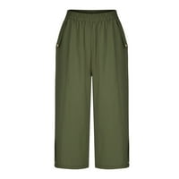 Rewentine ženske udobne obrezive slobodno vrijeme hlače od solu sa sobnim bojama Yoga hlače zelena 12