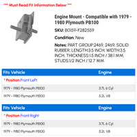 Mount motora - kompatibilan sa - Plymouth PB100