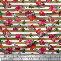 Tkanina od pamučne patnje pamučne patke, lišće i divlje cvjetne cvjetne tiskane tkanine sa dvorištem