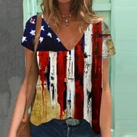 Ženski ženski plus veličine Tunic vrhovi kratkih rukava V izrez majica Grafički tee bluze 2xl