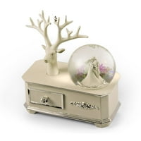 Ivory Wedding Par Glazbeni snježni globus Atop srebrne komode sa naglaskom - Zimska čudesna zemlja