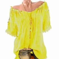 Ženske bluze Ženska modna ležerna ljeta izdubljena prozirna majica s jednom linijom na ramenu s kratkim
