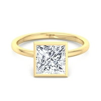 Pearl - Moissite Princess Cut Lab Diamond Bezel Postavite zaručnički prsten
