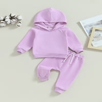 Outfit za bebe padaju dugih rukava puna kapuljača i pantalone postavljene toplom odjećom