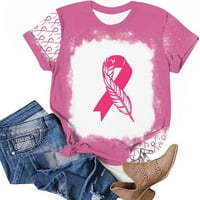Na prodaju ružičasti rak dojke Top za žene Svijest raka dojke Labavi okrugli grafički ispis bluza s
