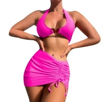 Zuwimk High Struk bikini, ženska rebrasta začuvane samozenje sa niskim strukom bikini set vruće ružičaste,